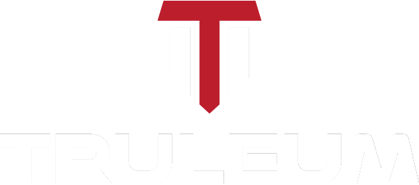 Truleum white red logo vertical