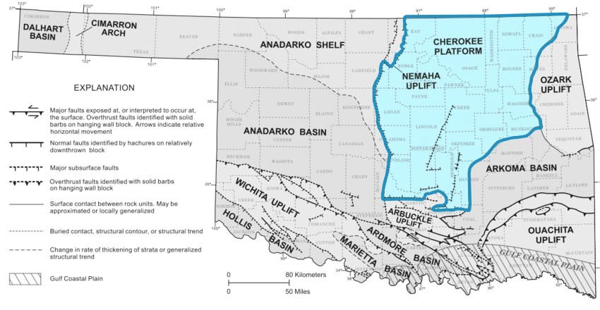 Oklahoma map Cherokee platform